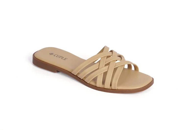 كابلي صنادل نسائية سهلة الارتداء متعددة الأشرطة