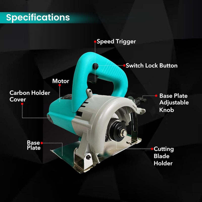 AEGON Marble Cutter AC4HD 1370W Copper Armature 13500 RPM Wheel dia 110 mm Cutting Depth 34mm - Image 4