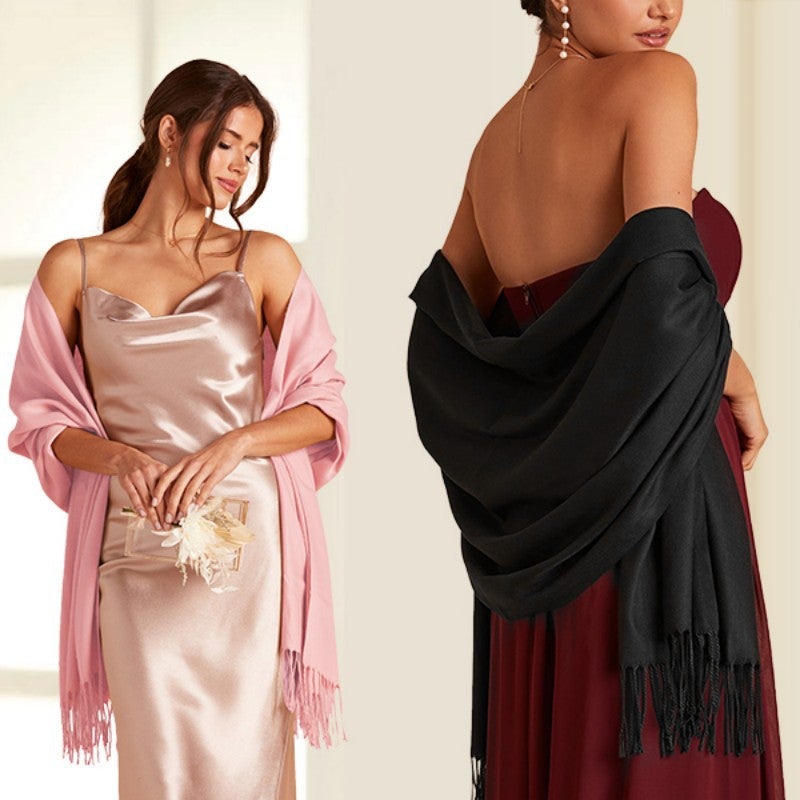 وشاح نسائي بلون سادة بملمس الكشمير - Image 4