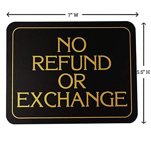 Store Fixtures Direct Elegant No Refund or Exchange Business Sign - 5.5" H x 7" W, 1 Sign - Image 3