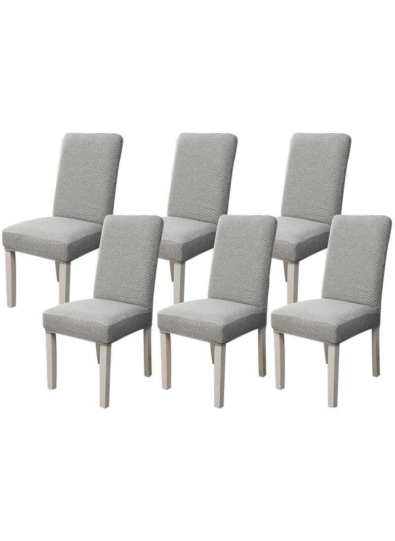 CityRiya-Long Chair Covers, Stretch Dining Chair Slipcovers, 6-Piece Dining Chair Cover Set, Removable Washable Chair Seat Protector, Dining Room Chair Covers for Kitchen, Hotel, Restaurant (Grey B)  - Image 1