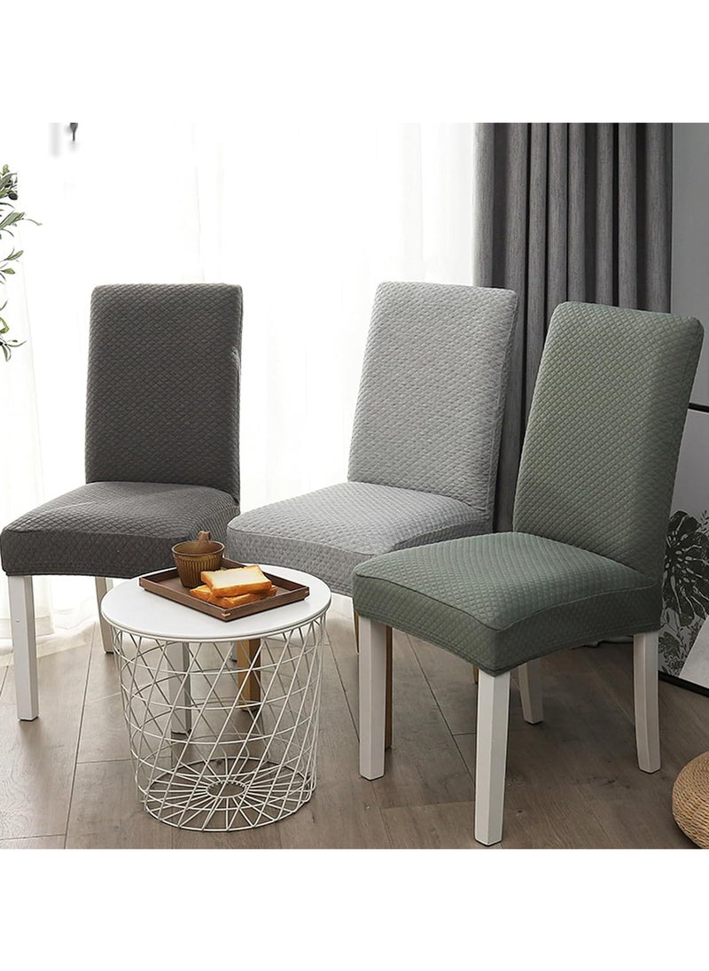 CityRiya-Long Chair Covers, Stretch Dining Chair Slipcovers, 6-Piece Dining Chair Cover Set, Removable Washable Chair Seat Protector, Dining Room Chair Covers for Kitchen, Hotel, Restaurant (Grey B)  - Image 2