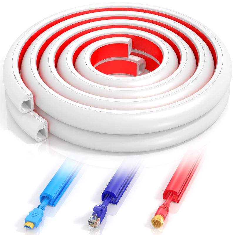Aispour 157 Inch Self-Adhesive TV Cable Hider, Home Audio Flexible Wire Cord Management, RG6 Coaxial Cable Raceways, HDMI Cable Cord Hider, White (4m) - Image 1