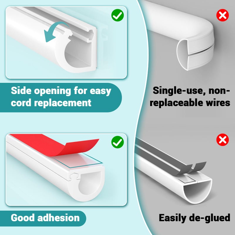Aispour 157 Inch Self-Adhesive TV Cable Hider, Home Audio Flexible Wire Cord Management, RG6 Coaxial Cable Raceways, HDMI Cable Cord Hider, White (4m) - Image 4