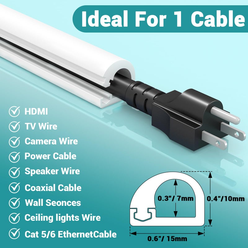 Aispour 157 Inch Self-Adhesive TV Cable Hider, Home Audio Flexible Wire Cord Management, RG6 Coaxial Cable Raceways, HDMI Cable Cord Hider, White (4m) - Image 2