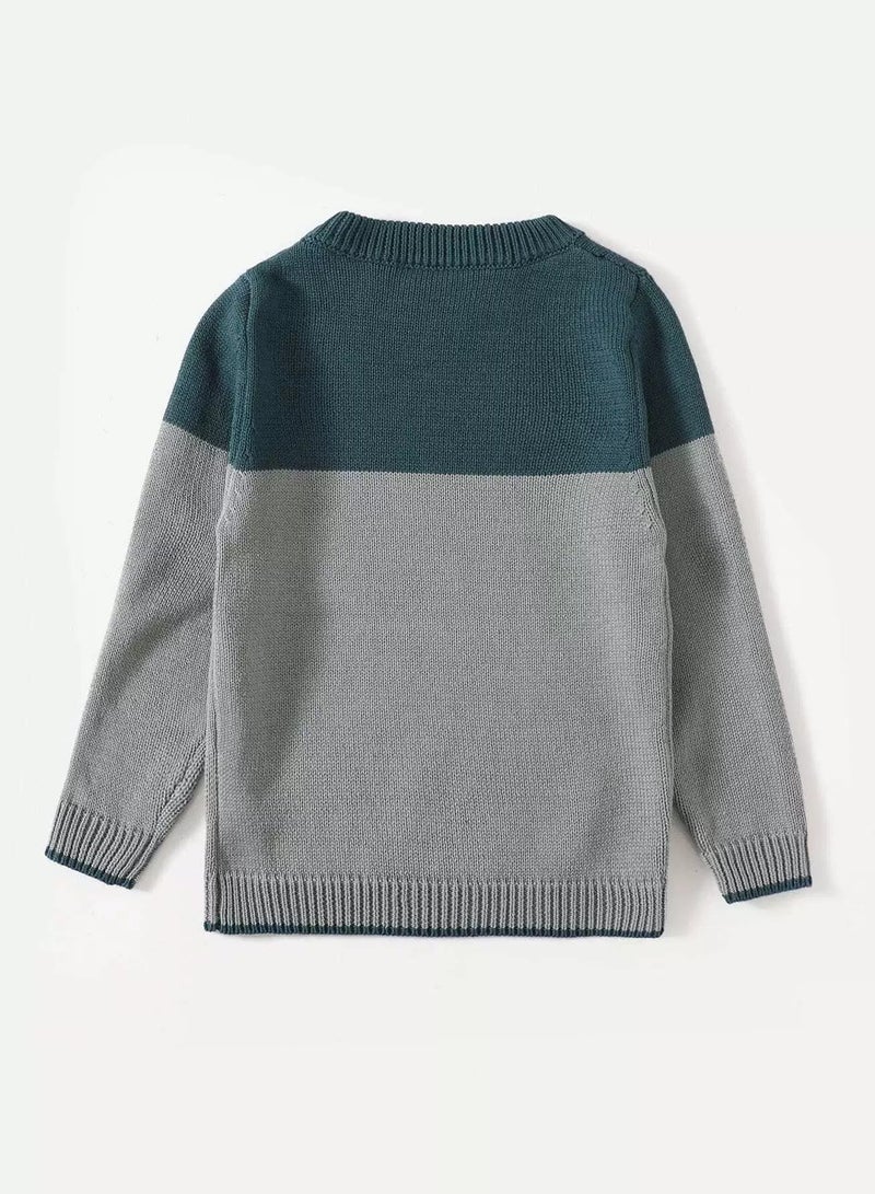 Toddler Boys Two Tone Round Neck Sweater - Image 2