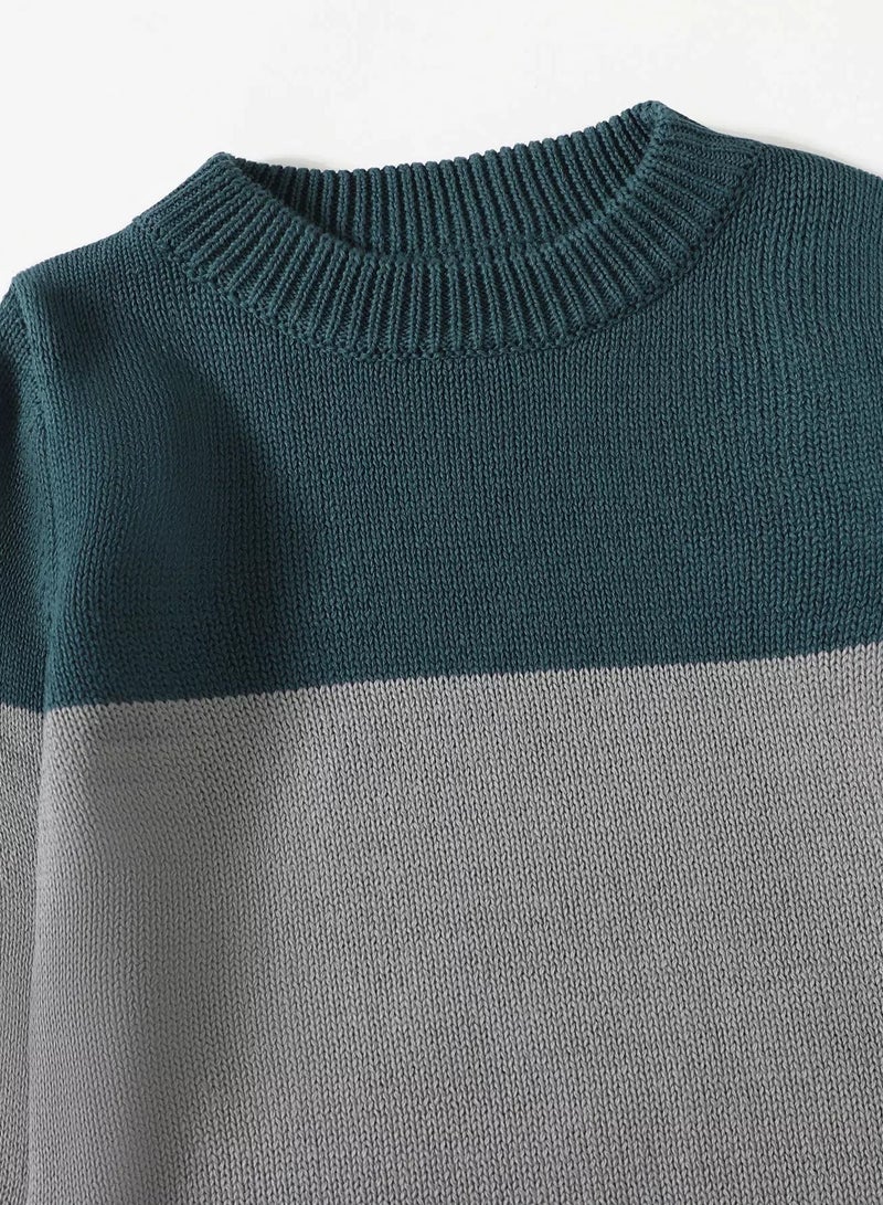 Toddler Boys Two Tone Round Neck Sweater - Image 3