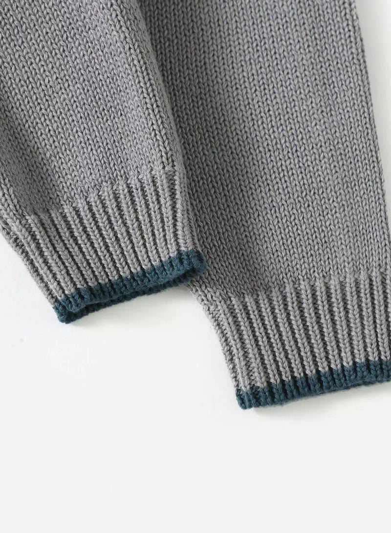 Toddler Boys Two Tone Round Neck Sweater - Image 4