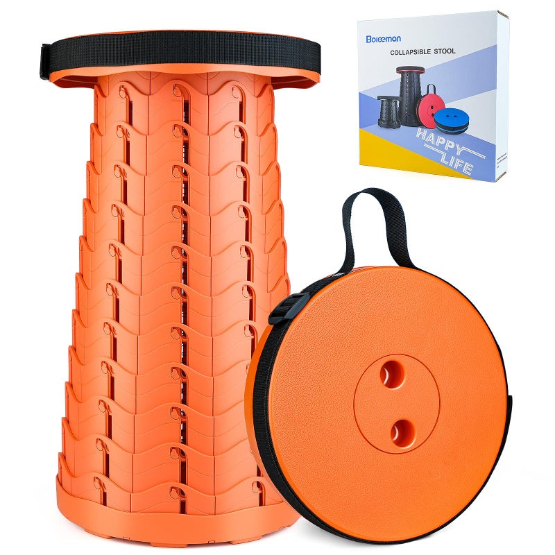 كرسي بوريمان القابل للطي المحسن خفيف الوزن ولكنه أكثر متانة بسعة تحميل 400 رطل كرسي محمول قابل للطي للتخييم والصيد والمشي وحفلات الشواء باللون البرتقالي الكامل