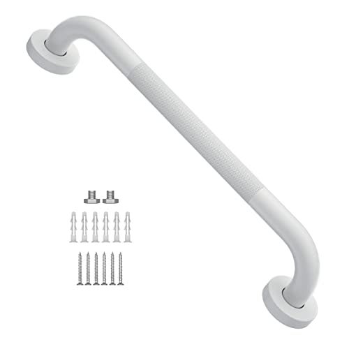 Munzong 20 Inch Anti Slip Shower Grab Bar Oil Rubbed White 1.25" Diameter,Munzong Bathroom Grab Bar, Knurled Bathroom Balance Bar,Safety Hand Rail Support Handicap Elderly Senior Assist Bath Handle - Image 1