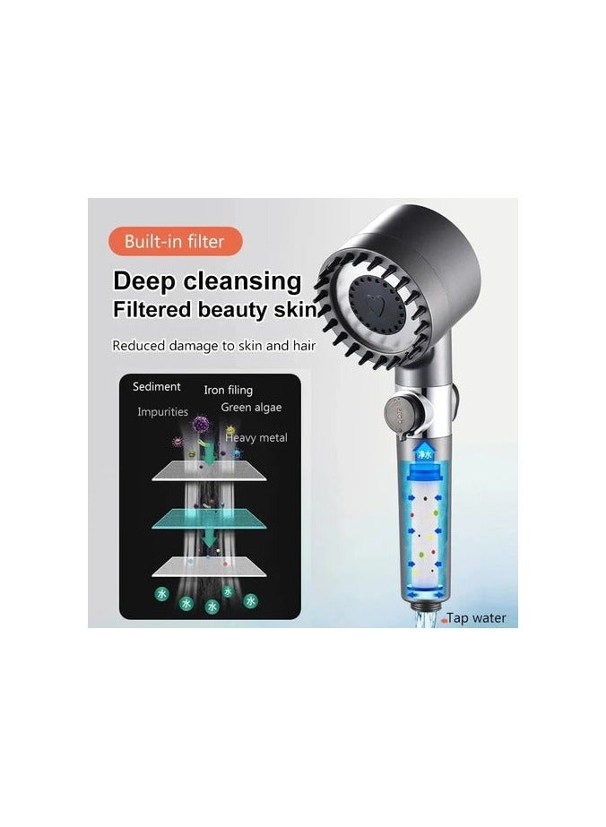 NEW VERSION UPGRADED HIGH PRESSURE SHOWER HEAD 3 MODES WITH INNER FILTER - SILICONE HEAD MASSAGER TIPS - ON AND OFF SWITCH BUTTON - Image 3