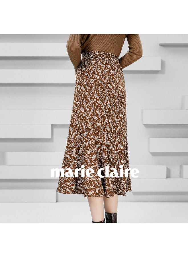 Marie Claire Floral Print Midi Skirt Women Spring Casual Light Luxury High-end A-line Skirt - Image 5