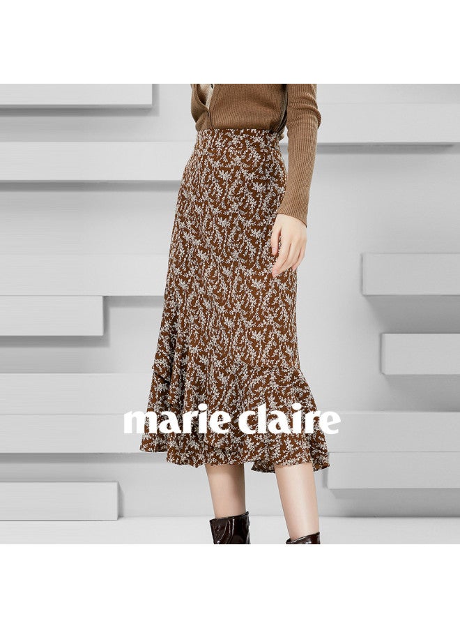 Marie Claire Floral Print Midi Skirt Women Spring Casual Light Luxury High-end A-line Skirt - Image 4