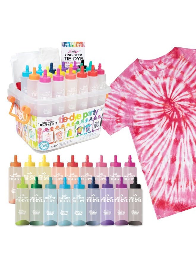 Tulip One-Step Tie-Dye Party, 18 Pre-Filled Bottles, Creative Group Activity, All-In-1 Fashion Design Kit, 1 Pack, Rainbow - Image 1