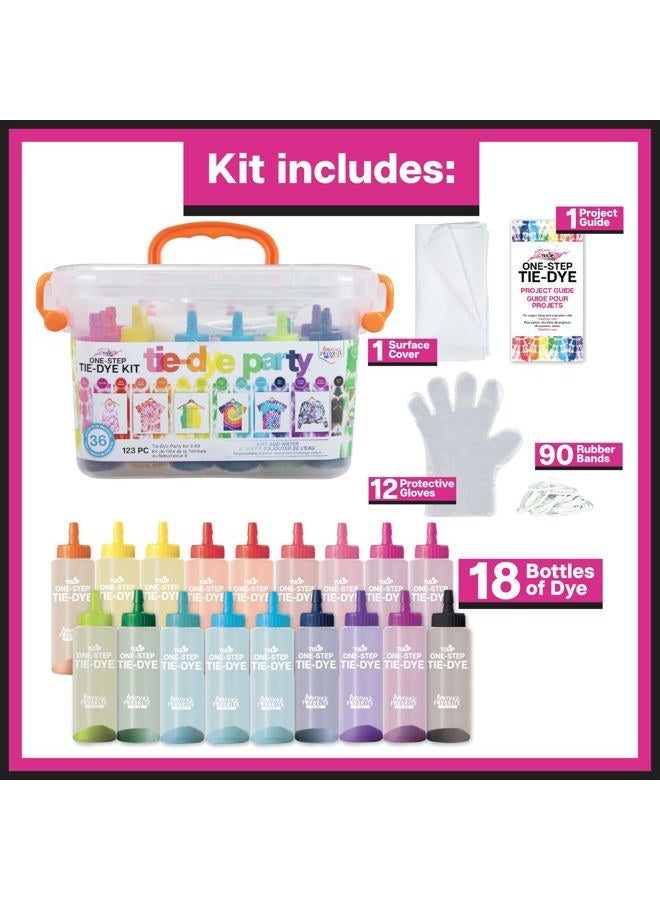 Tulip One-Step Tie-Dye Party, 18 Pre-Filled Bottles, Creative Group Activity, All-In-1 Fashion Design Kit, 1 Pack, Rainbow - Image 2