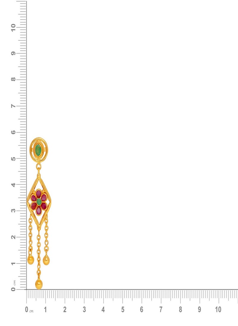 Malabar Gold and Diamonds 22 Carat 916 Purity Precia Gemstone Earrings PGNFNC323ER1Y  - Image 4
