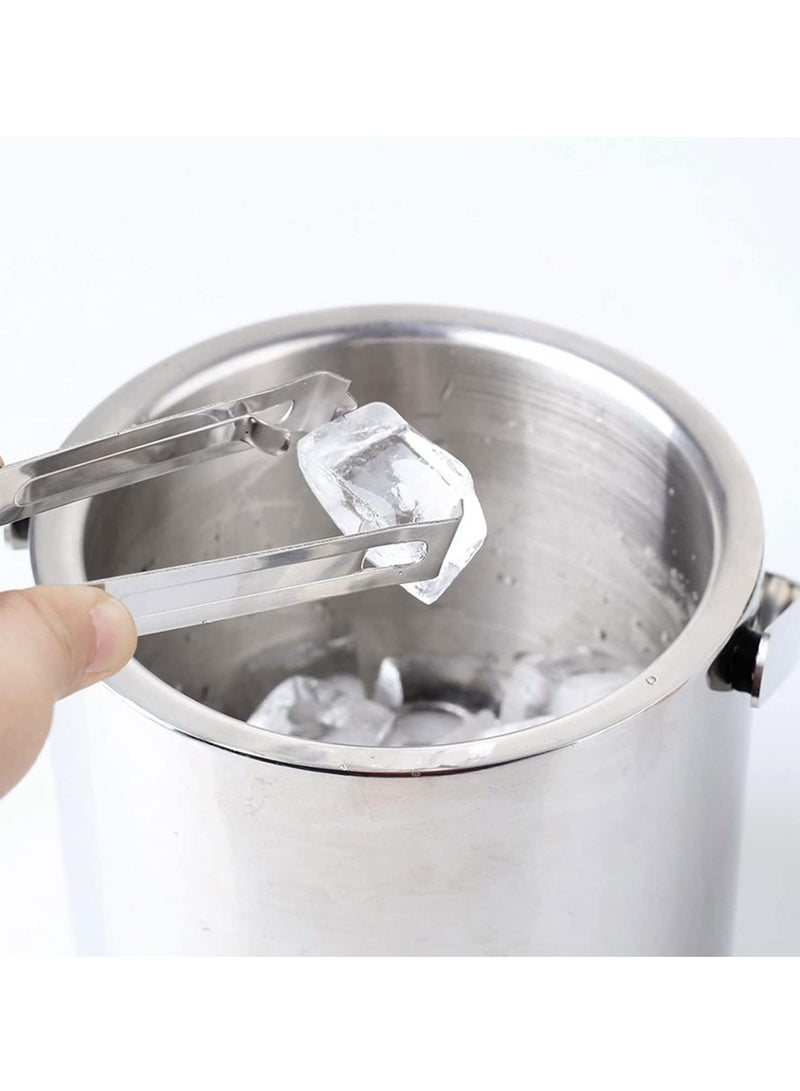 Relex Stainless Steel 1.3L Ice Bucket with Lid & Tongs[1.3 Liter], Insulated Cooler with Built-in Strainer for Ice Storage, Portable Handle for Beverages, Juice, Soft Drinks & Food Chilling (Silver) - Image 2