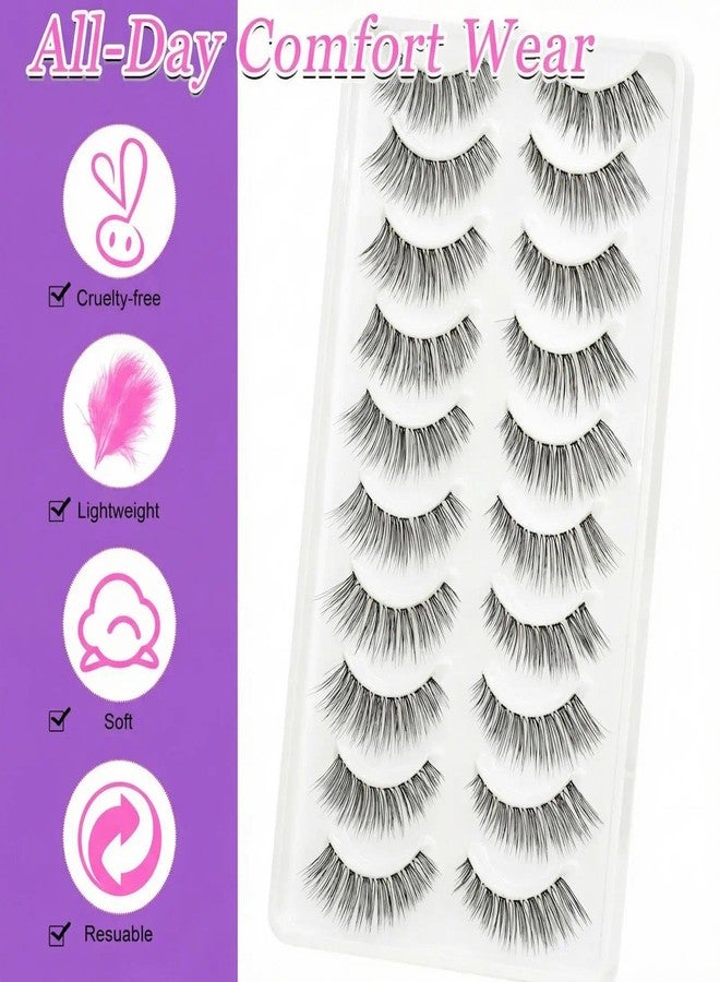 LZM 14mm False Lashes Lashes Wispy False Eye Lashes Soft and Long Eyelashes Beginner(07) - Image 2