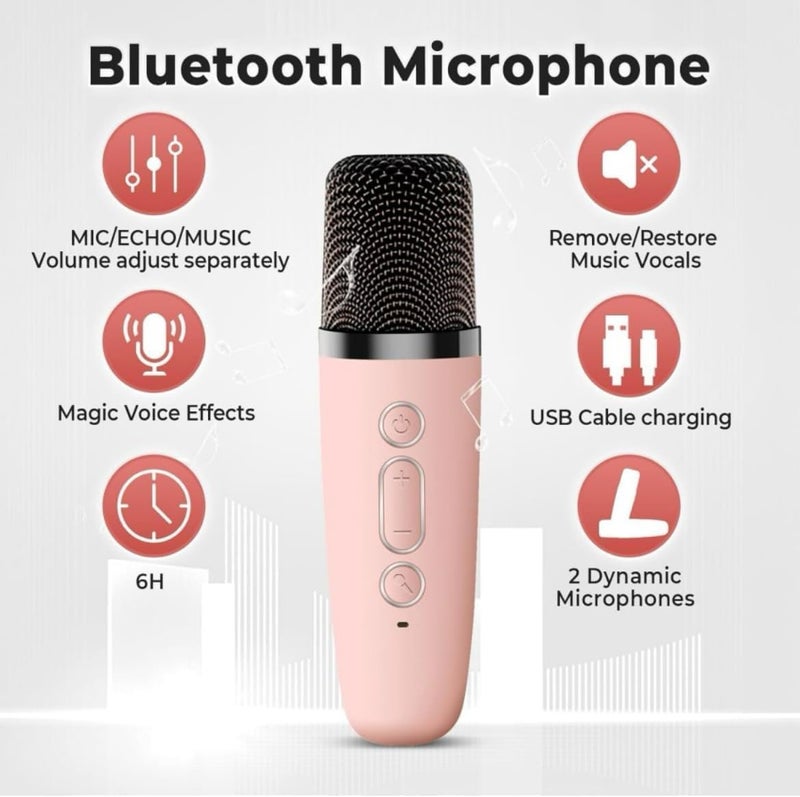 KMJSA k12 Portable Karaoke Set with LED Bluetooth Speaker and Wireless Microphone/Multi Colour - Image 4