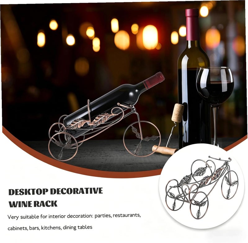 ABOOFAN Decorative Metal Wine Rack Tabletop Bottle Holder Vintage Trailer Shaped Wine Display Stand for Home Bar and Dining Room - Image 3