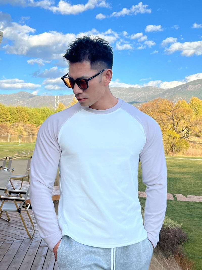 Muscle Men'S American Style Color-Matching Velvet Warm Long Sleeve Base Sports Fitness Elastic Slim Seamless Half Zipper - Image 5