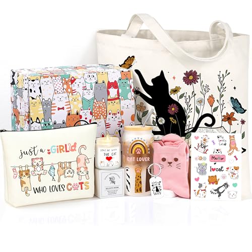 UNQJRY Cat Gifts for Women, Cat Lover Gifts for Women, Christmas Gift for Cats Lovers, Cats Themed Gift - Image 1