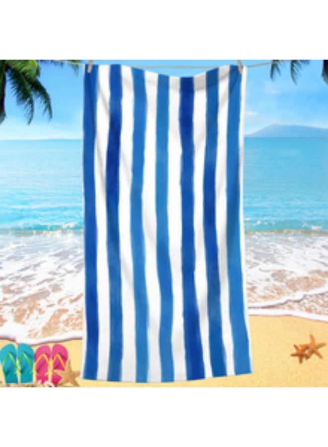 Blue & White Striped Beach Towel 180×90cm - Image 2