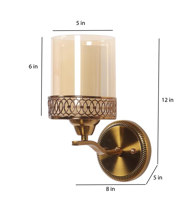 ELIANTE Gyan Iron Wall Light | Glass Wall Lamp for Living Room, Bedroom, Dining Room, Kitchen | - S-480-1W | 3 Years Warranty | Free - LED LAMP - Image 4