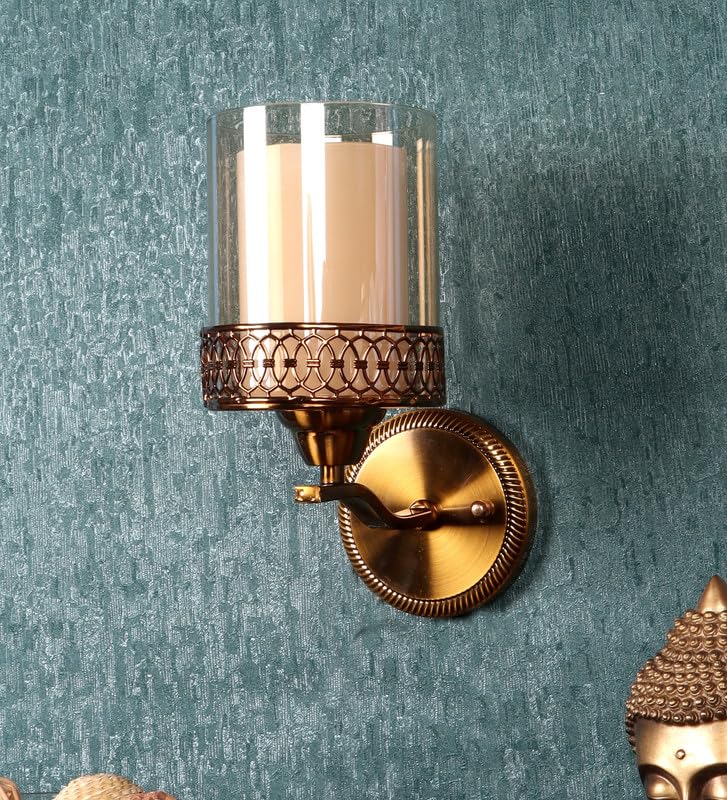 ELIANTE Gyan Iron Wall Light | Glass Wall Lamp for Living Room, Bedroom, Dining Room, Kitchen | - S-480-1W | 3 Years Warranty | Free - LED LAMP - Image 2