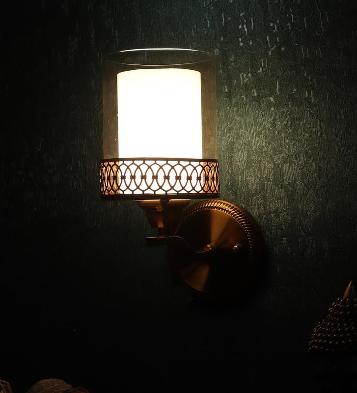 ELIANTE Gyan Iron Wall Light | Glass Wall Lamp for Living Room, Bedroom, Dining Room, Kitchen | - S-480-1W | 3 Years Warranty | Free - LED LAMP - Image 3