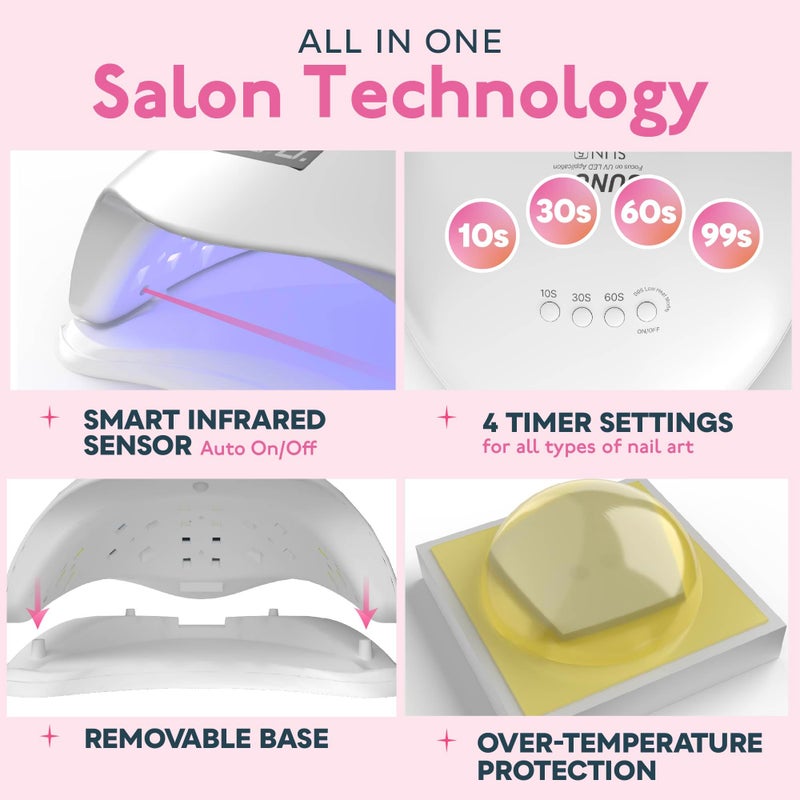 SUNUV UV Light for Nails, UV LED Nail Lamp with 4 Timer Settings, Compatible with All Gel Polish, Auto Sensor LCD Display Removable Base, SUN5 - Image 2