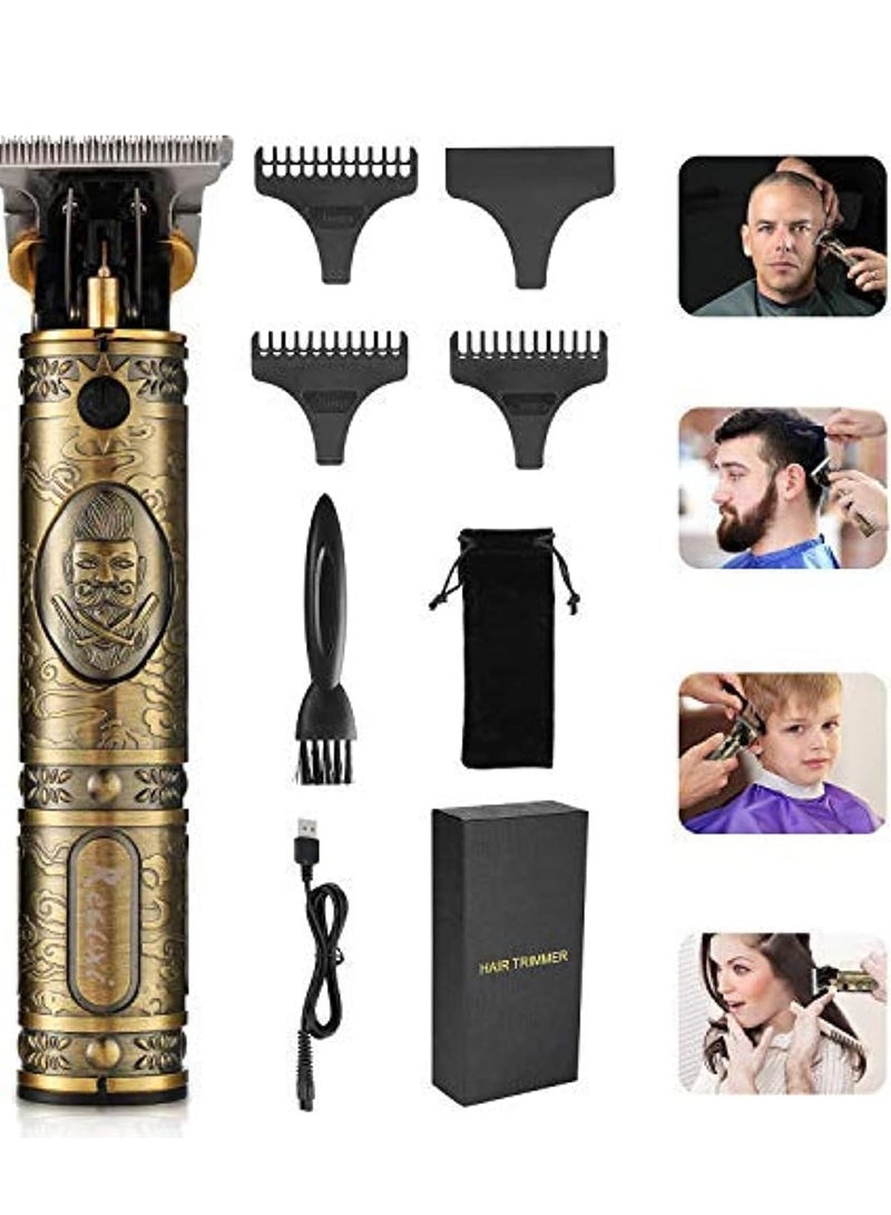 ELTRAZONE Pro T Clippers Trimmer, Electric Pro Li Trimmer T Blade Trimmer Cordless Rechargeable, Professional Baldheaded USB Rechargeable Trimmer Hair Clipper for Men, GOLD 09) - Image 1