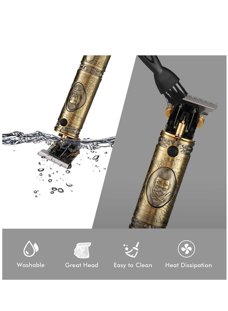 ELTRAZONE Pro T Clippers Trimmer, Electric Pro Li Trimmer T Blade Trimmer Cordless Rechargeable, Professional Baldheaded USB Rechargeable Trimmer Hair Clipper for Men, GOLD 09) - Image 4