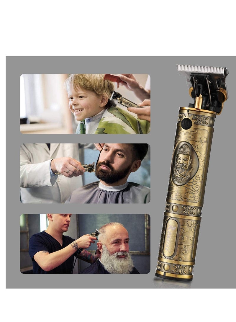 ELTRAZONE Pro T Clippers Trimmer, Electric Pro Li Trimmer T Blade Trimmer Cordless Rechargeable, Professional Baldheaded USB Rechargeable Trimmer Hair Clipper for Men, GOLD 09) - Image 2