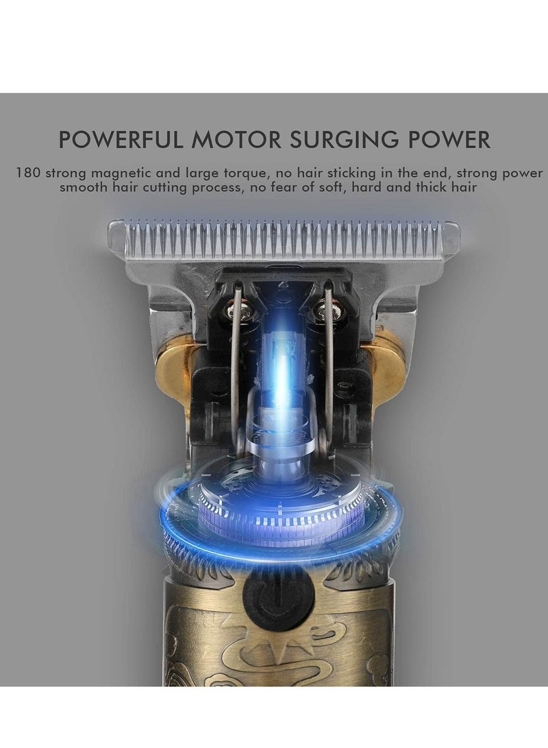 ELTRAZONE Pro T Clippers Trimmer, Electric Pro Li Trimmer T Blade Trimmer Cordless Rechargeable, Professional Baldheaded USB Rechargeable Trimmer Hair Clipper for Men, GOLD 09) - Image 5