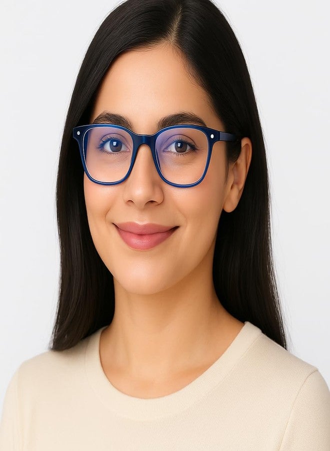 AEC Magna Blue Light Blocking Glasses Zero Power Computer Glasses BlueRazr Lenses Anti Glare Lightweight UV Protection Full Rim Square Eyeglasses for Men and Women | M8804 (Deep Blue) - Image 2