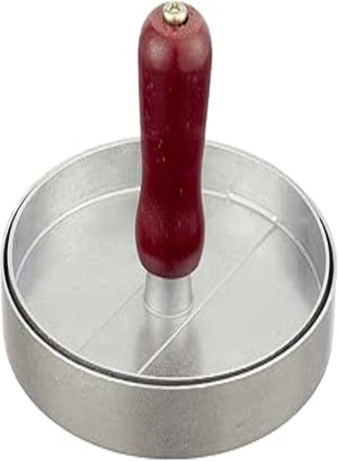 Image hamburger presser with wooden handle