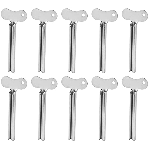 AUEAR, Stainless Steel Toothpaste Squeezer Tube Key Silver for Home Hair Dye (Set of 10) - Image 1