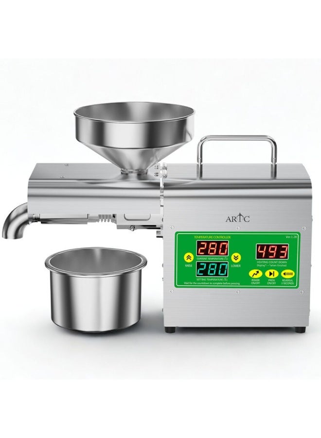 ARTC 800W Stainless Steel Electric Oil Press Machine with Digital Display & 3-Pin Plug, Cold & Hot Oil Extractor, Automatic Oil Expeller for Seeds, Nuts, Grains & Olives – Compact Oil Maker for Home Use, Spice Shops, Dry Fruit Stores, Restaurants, Small Businesses & Coffee Shops - Image 4