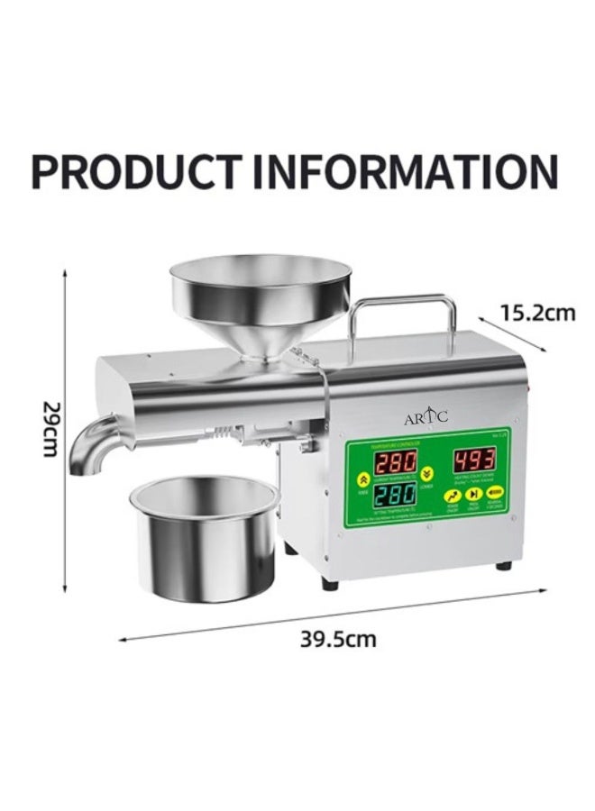 ARTC 800W Stainless Steel Electric Oil Press Machine with Digital Display & 3-Pin Plug, Cold & Hot Oil Extractor, Automatic Oil Expeller for Seeds, Nuts, Grains & Olives – Compact Oil Maker for Home Use, Spice Shops, Dry Fruit Stores, Restaurants, Small Businesses & Coffee Shops - Image 2