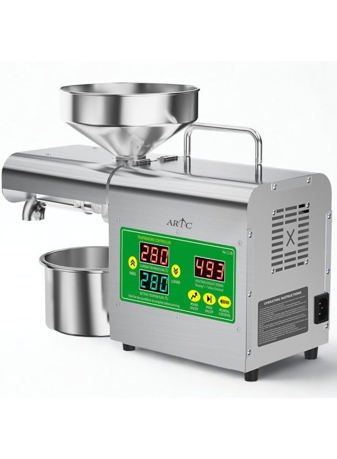 ARTC 800W Stainless Steel Electric Oil Press Machine with Digital Display & 3-Pin Plug, Cold & Hot Oil Extractor, Automatic Oil Expeller for Seeds, Nuts, Grains & Olives – Compact Oil Maker for Home Use, Spice Shops, Dry Fruit Stores, Restaurants, Small Businesses & Coffee Shops - Image 5