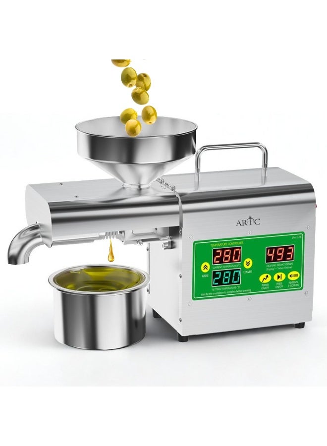 ARTC 800W Stainless Steel Electric Oil Press Machine with Digital Display & 3-Pin Plug, Cold & Hot Oil Extractor, Automatic Oil Expeller for Seeds, Nuts, Grains & Olives – Compact Oil Maker for Home Use, Spice Shops, Dry Fruit Stores, Restaurants, Small Businesses & Coffee Shops - Image 3