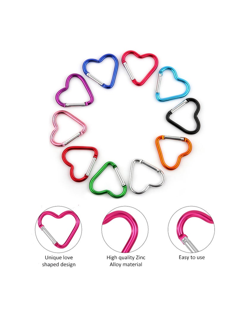 Generic 20 Pieces Heart Carabiner Clips Aluminium Alloy, Mini Size for Keys and Outdoor Use Backpacks  - Image 4