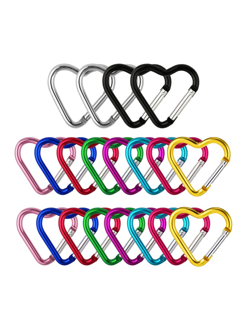 Generic 20 Pieces Heart Carabiner Clips Aluminium Alloy, Mini Size for Keys and Outdoor Use Backpacks  - Image 1