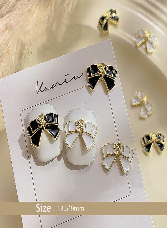 Vezocim Bow-Knot Nail Art Decorations, Alloy Butterfly Nail Glitter Designs 12Pcs Black White Metal Bow Nail Rivet Rhinestone for Women Girls Manicure Tips Decoration - Image 5
