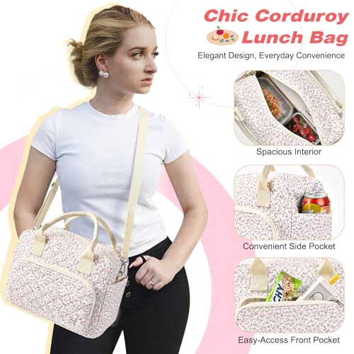 Aileam Insulated Lunch Box for Women Cute Reusable Lunch Bag with Large Capacity Leakproof Portable Tote for Work Picnic Travel Aesthetic Lunch Case for Adults Girls - Image 3