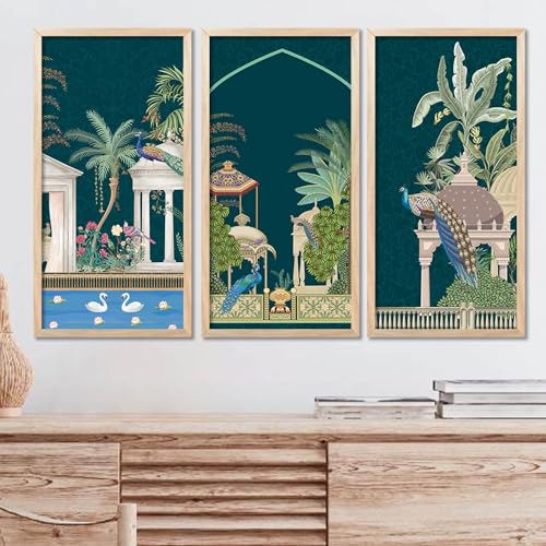 walllane Painting for wall Decoration Frames |Traditional Indian Art Pichwai Wall Décor Paintings | Traditional Indian Art Pichwai Wall Décor Paintings Set of 3 (10x19 inch, C) - Image 1