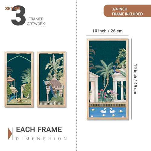 walllane Painting for wall Decoration Frames |Traditional Indian Art Pichwai Wall Décor Paintings | Traditional Indian Art Pichwai Wall Décor Paintings Set of 3 (10x19 inch, C) - Image 2