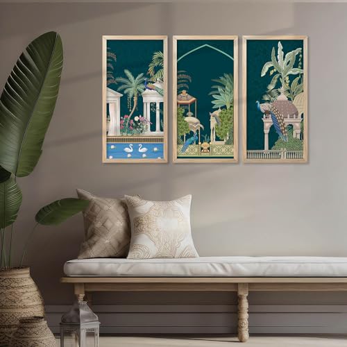walllane Painting for wall Decoration Frames |Traditional Indian Art Pichwai Wall Décor Paintings | Traditional Indian Art Pichwai Wall Décor Paintings Set of 3 (10x19 inch, C) - Image 3