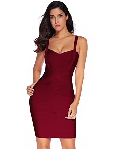 Meilun Women's Celebrity Bandage Bodycon Dress Birthday Party Pencil Dress Night Out Dress(WineRed,M) - Image 1